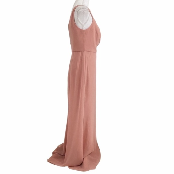 AFTER SIX DUSTY PINK ONE SHOULDER SIDE SLIT CHIFFON EVENING GOWN DRESS - 6 - Picture 3 of 9